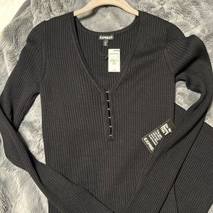 NWT - express v next little black dress long sleeves
